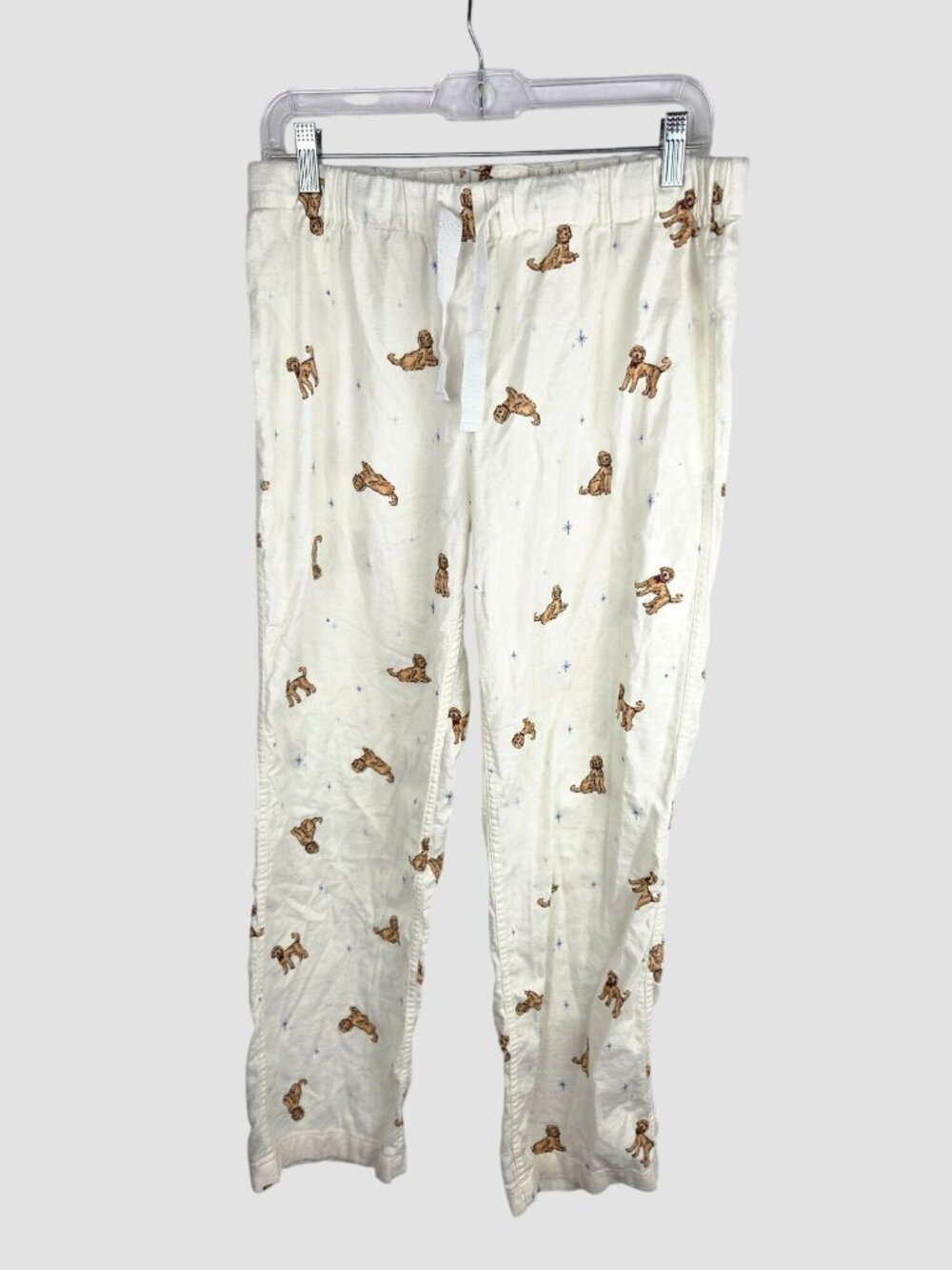 J. Crew Goldendoodle Dog Flannel Pajama Pants Sleepwear Medium Cream PJs